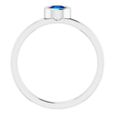Rhodium-Plated Sterling Silver 4.5 mm Natural Blue Sapphire Ring